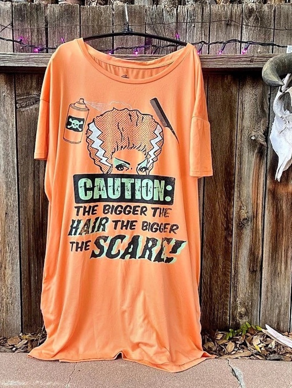 Bride of Frankenstein Orange Nightshirt | Way to Celebrate Halloween